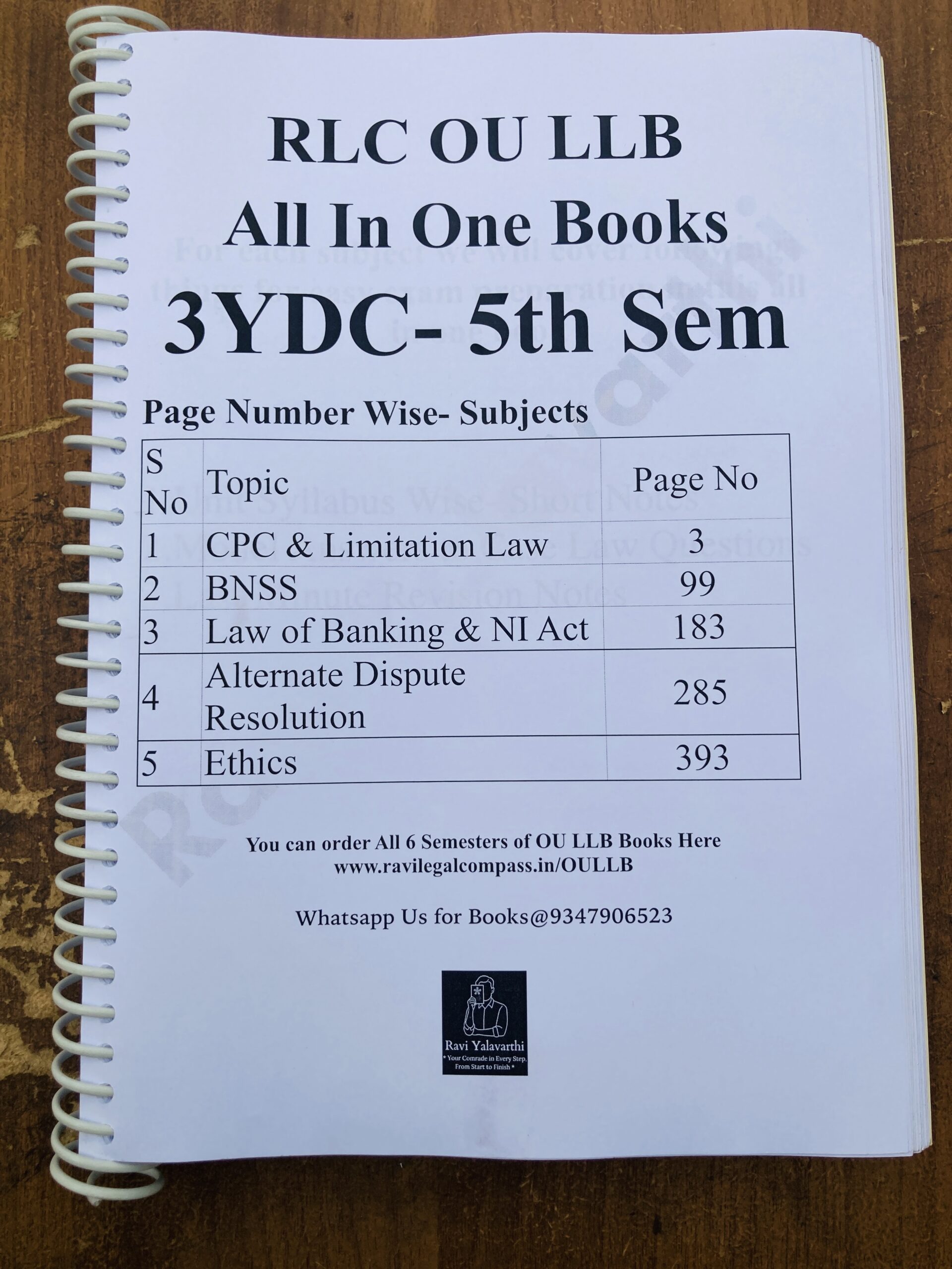 3YDC 5th Semester- RLC Osmania University LLB Books 2025